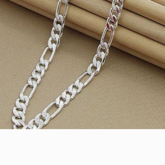 Mens Womens 18k White Gold Over Sterling Silver 20" Figaro Necklace Chain - Picture 3 of 9